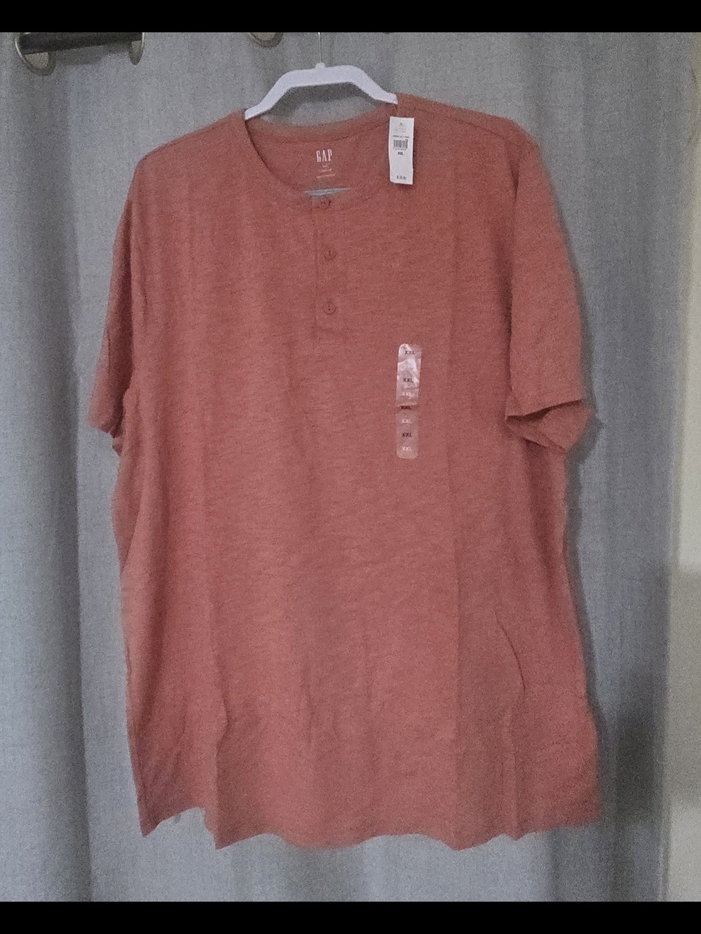 GAP Men’s Short Sleeve Henley in Coral Pink